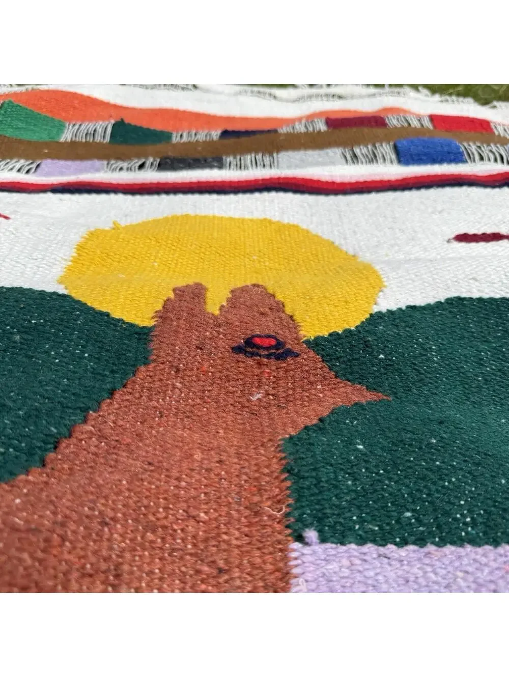 Vintage Oaxaca Mexico Hand Woven Tapestry Textile Rug Blanket Zapotec 30”x47”